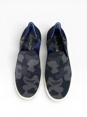 Rothy's "The Original Slip On Sneaker" in Black Gray Camouflage Women’s Size 7.5